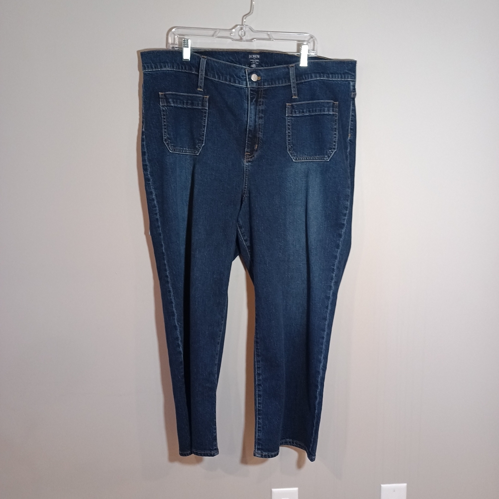 J.Crew High Rise Slim wide leg patch pocket jean Size 35 Plus 22 New